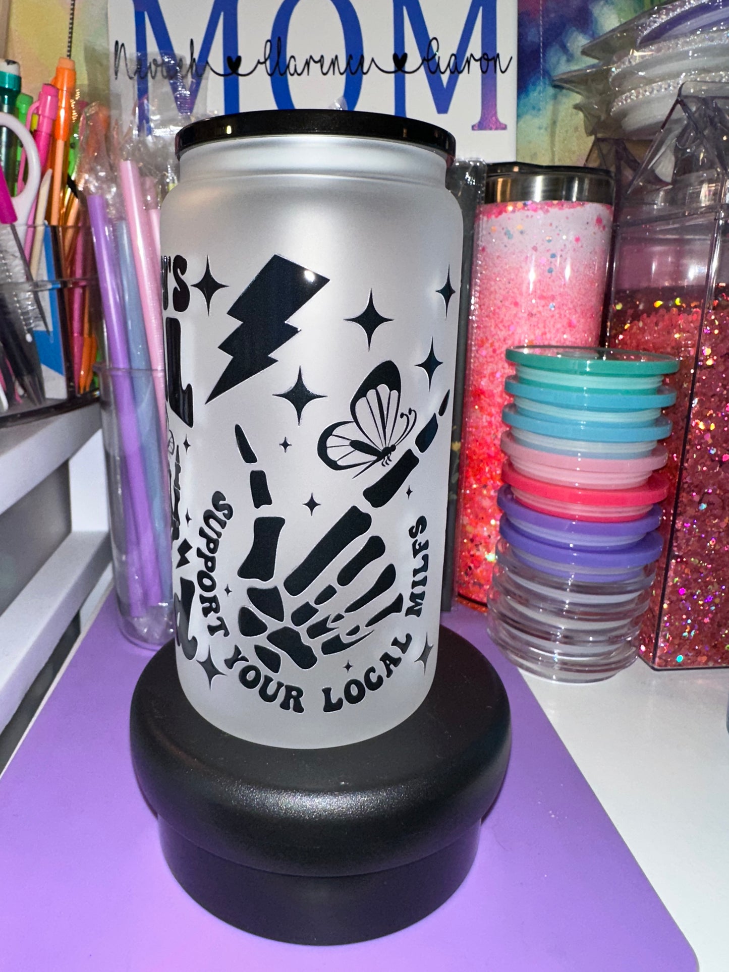 16oz frosted glass feral child
