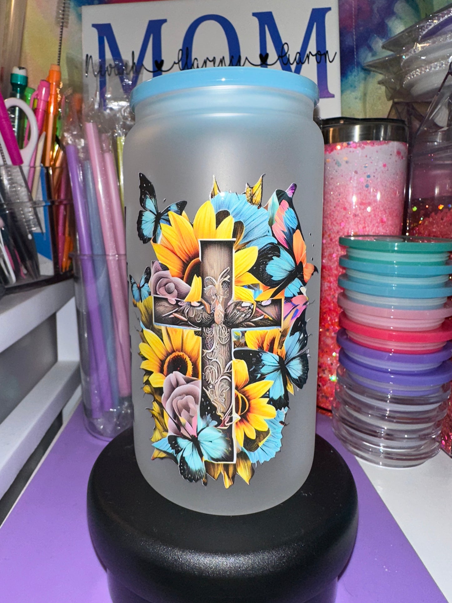 16oz frosted glass pray