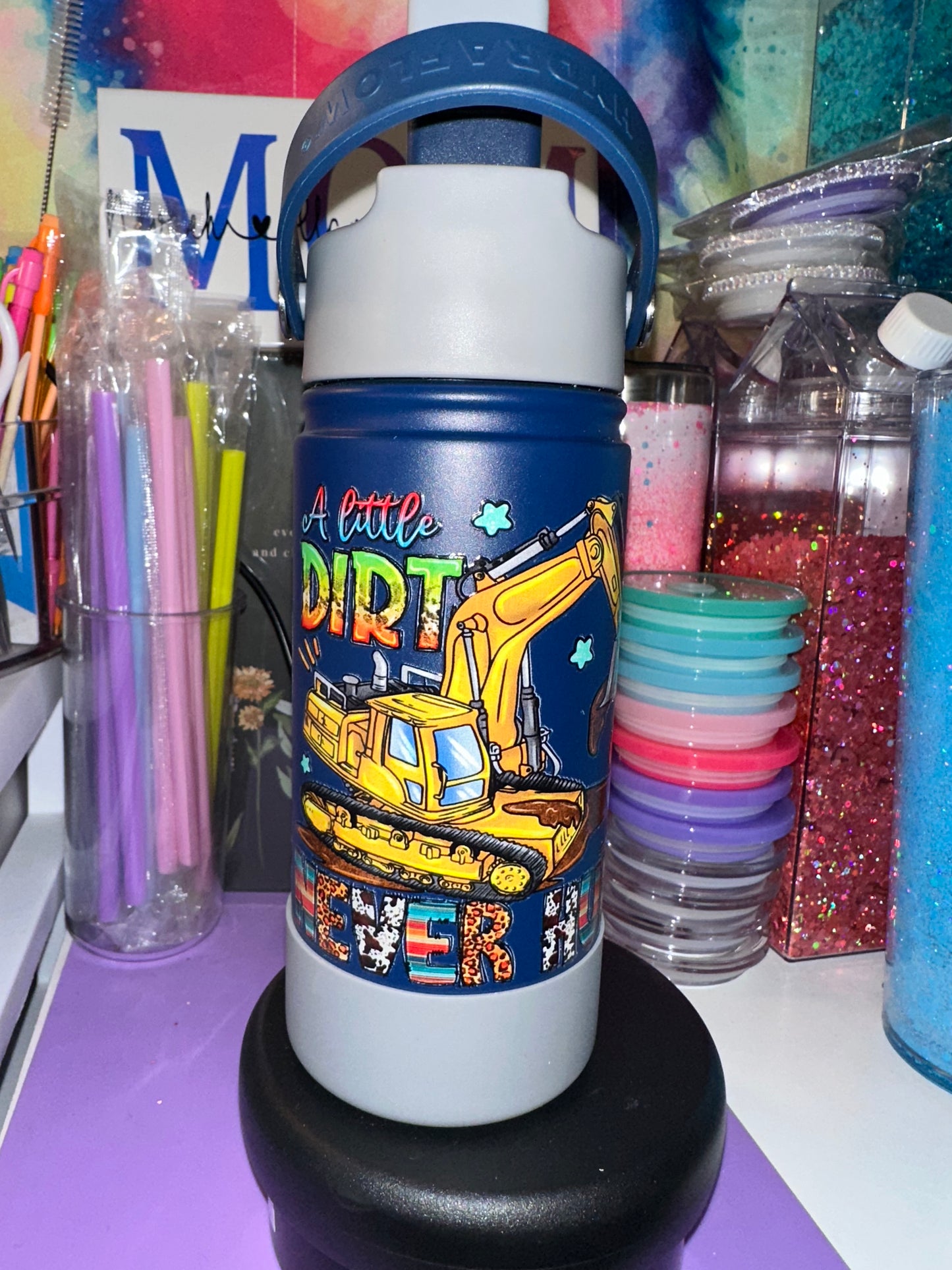 Kids flip lid insulated tumbler little dirt