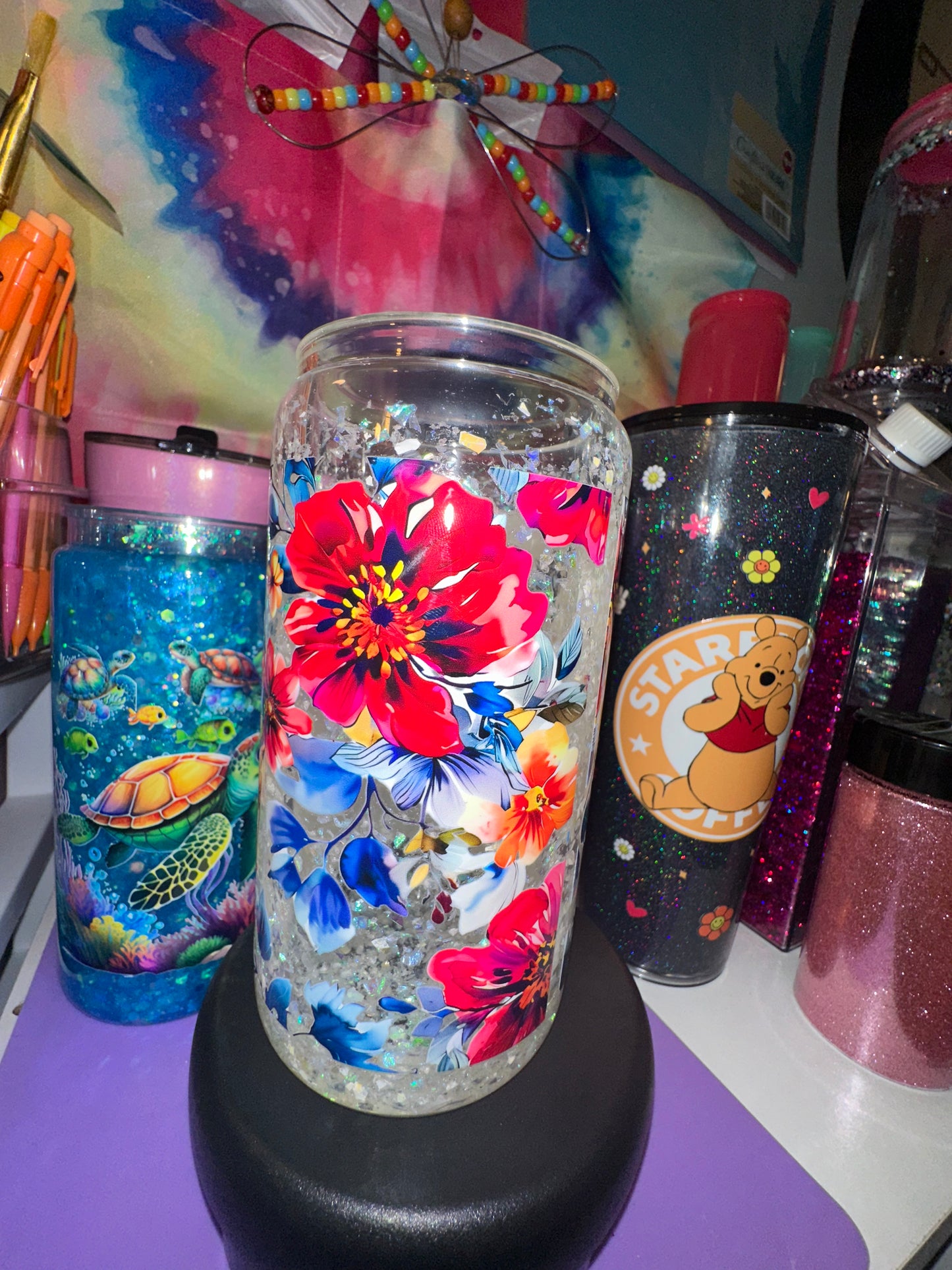 Premade tattoo girl 16oz glass
