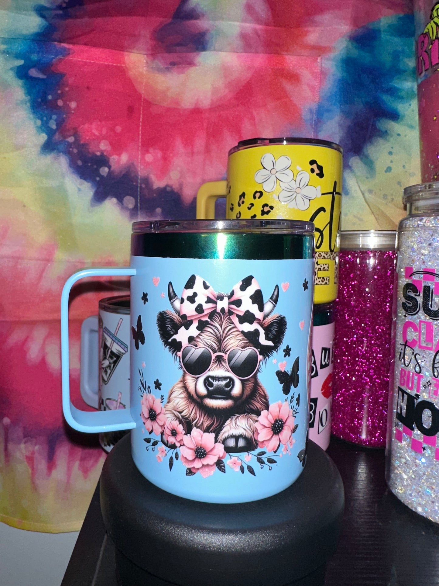 Pink with cow and butterflies