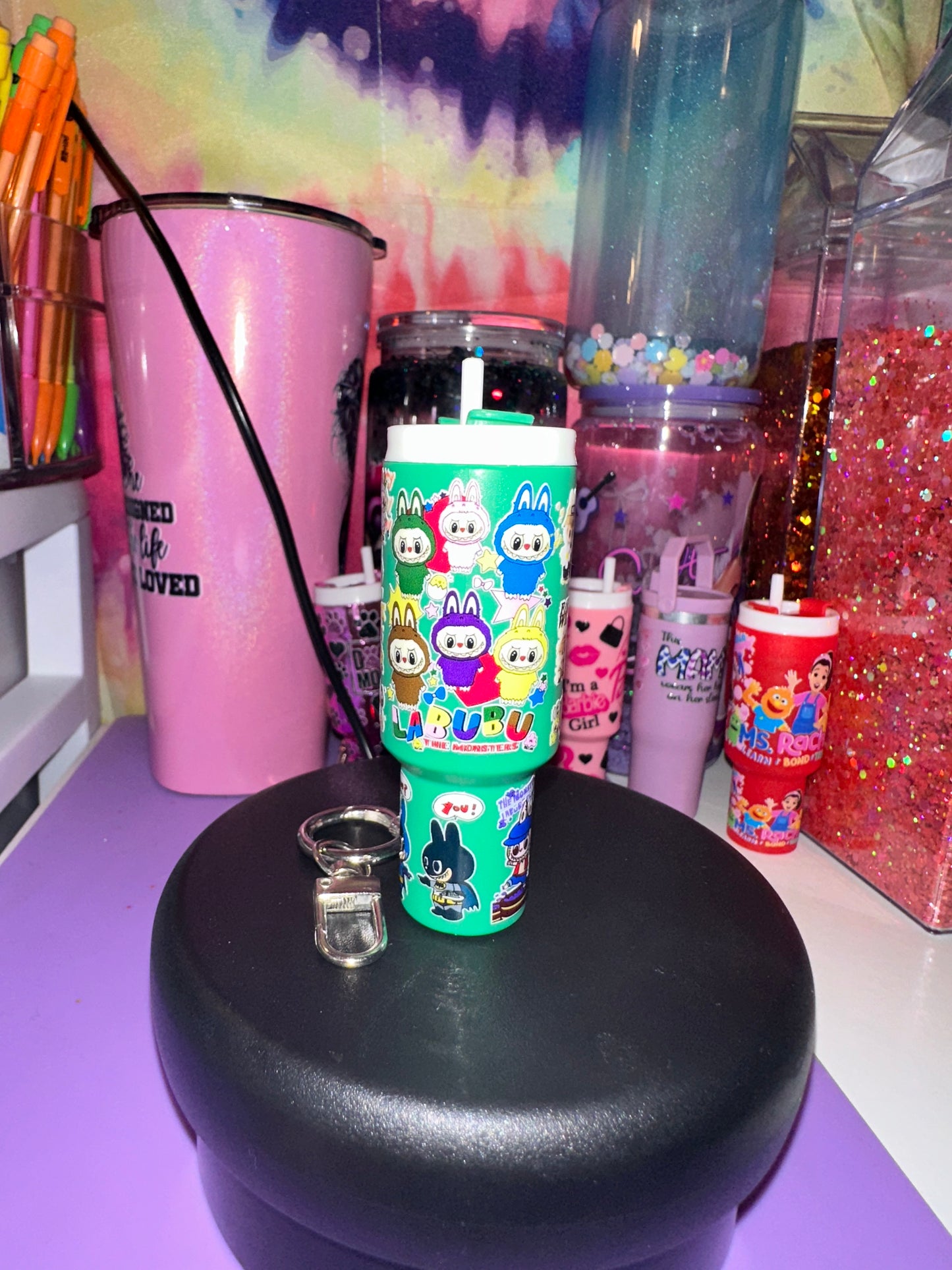 Chapstick keychain labubu