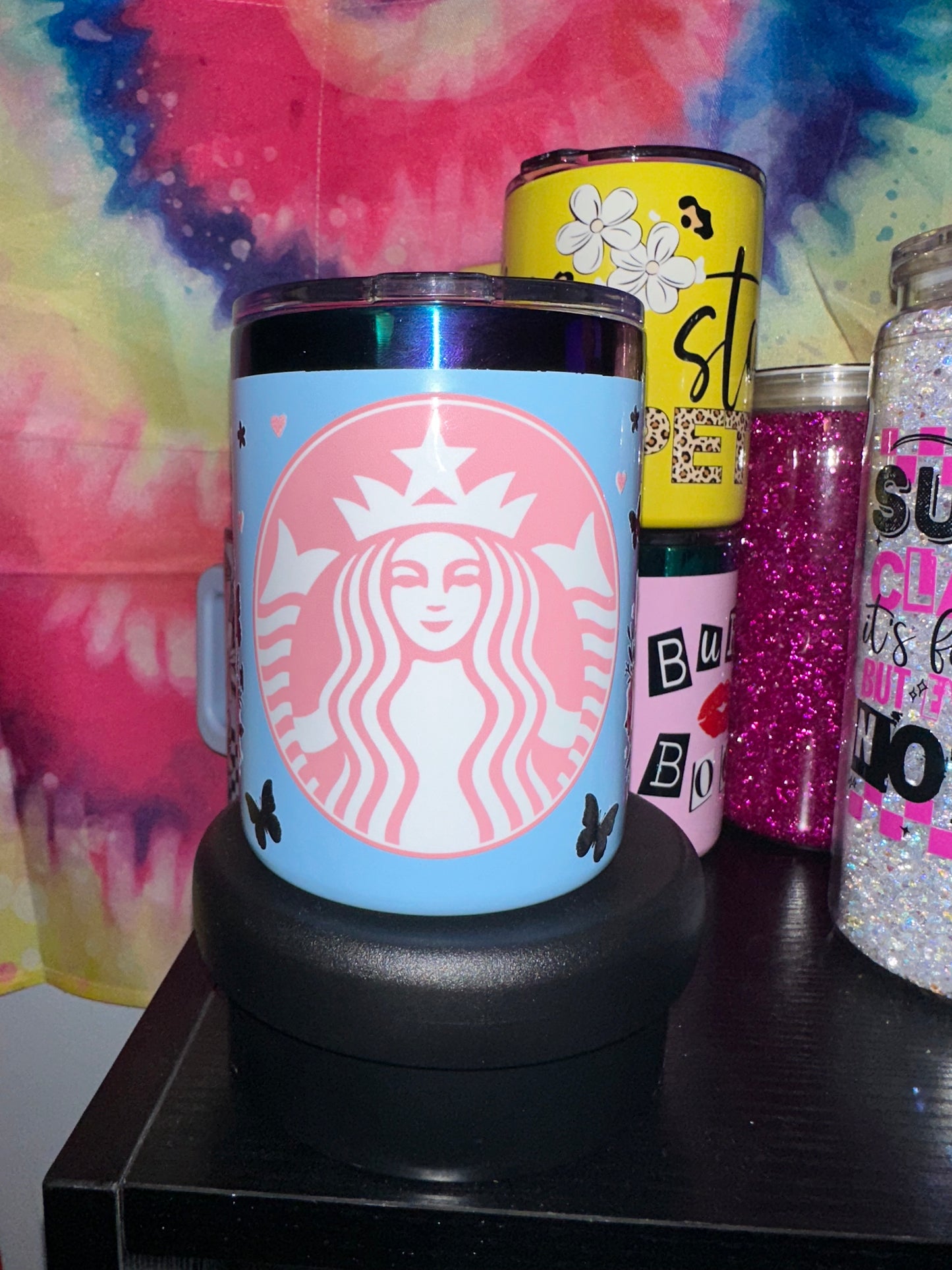 Pink with cow and butterflies
